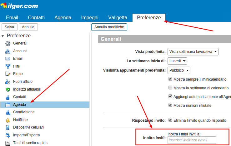 inoltra inviti