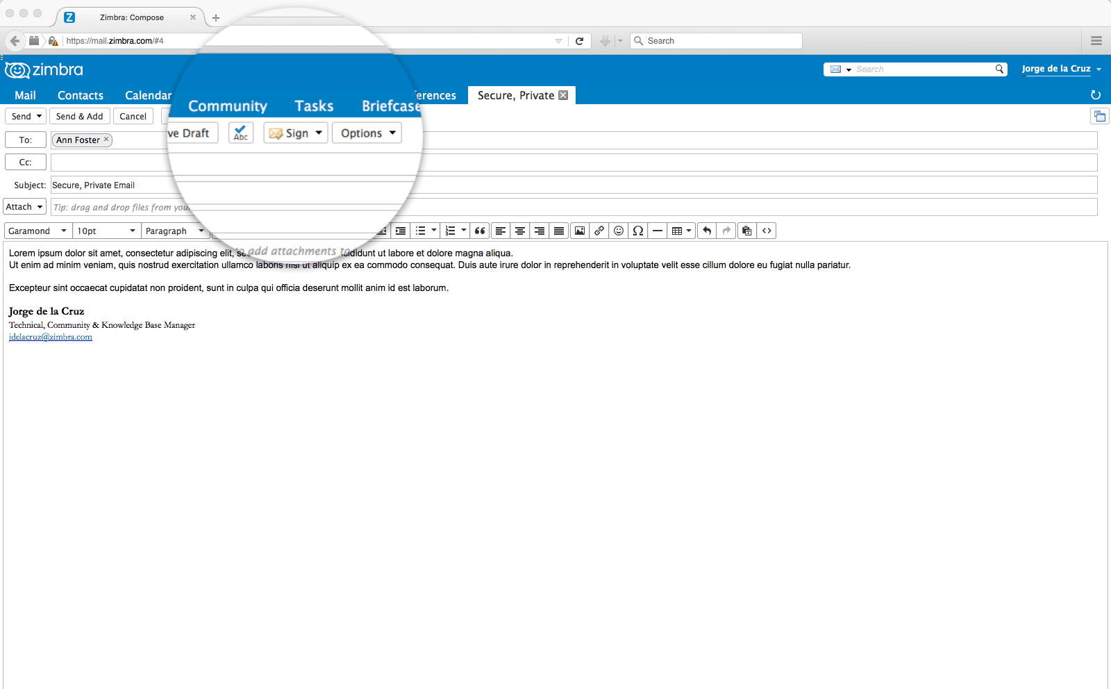 Zimbra Collaboration SMIME Compose sign