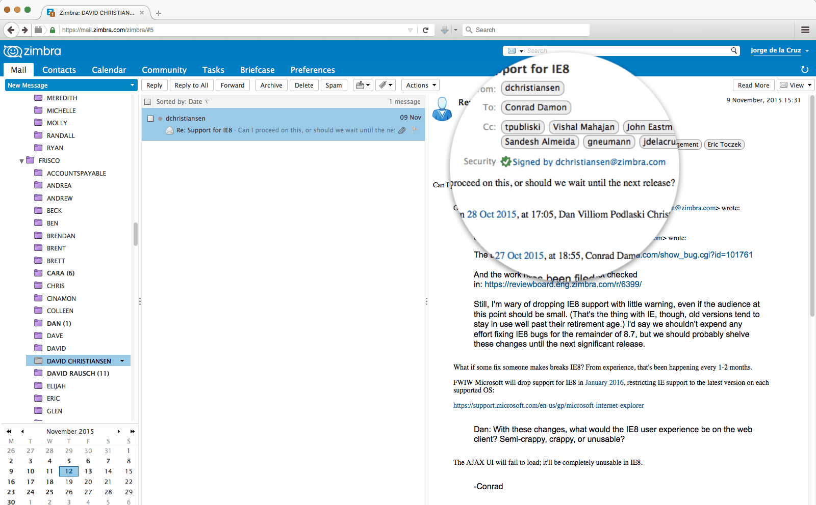 Zimbra Collaboration SMIME Received