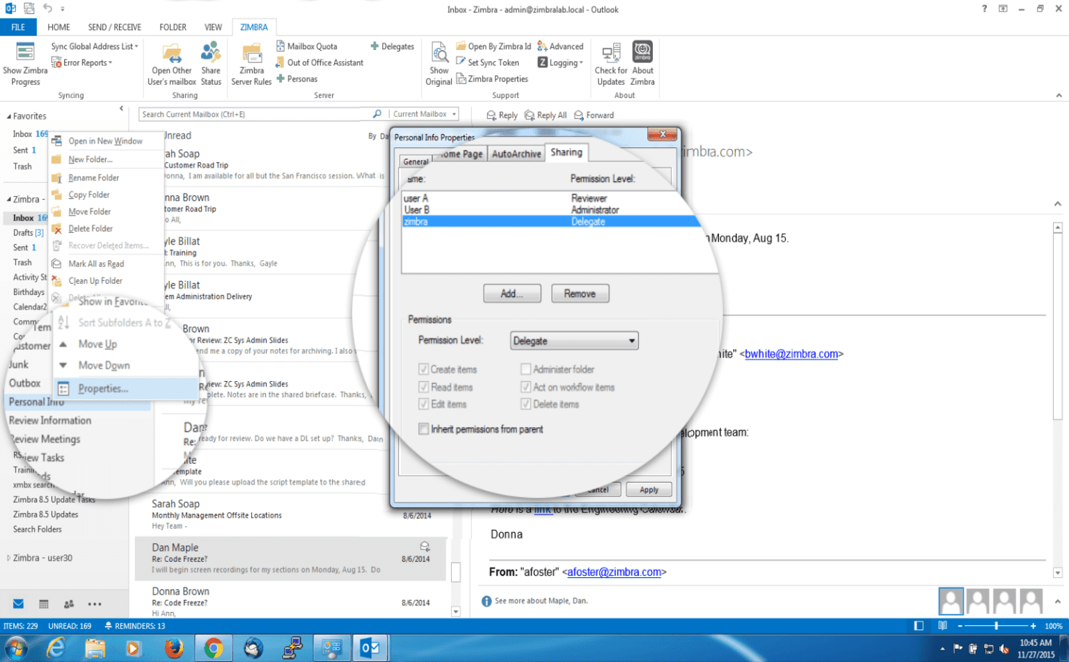 Funzionalità Zimbra ZCO per sincronizzazione con OUTLOOK