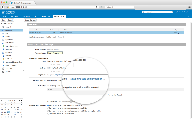 zimbra collaboration 2fa preferences 800x496